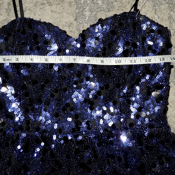 Royal Blue Sequined Strapless Formal Dress - Picture 14 of 14